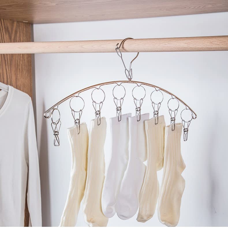 Skroad 4 Pack Stainless Steel Laundry Drying Rack Clothes Hanger with 10 Clips - Image 5